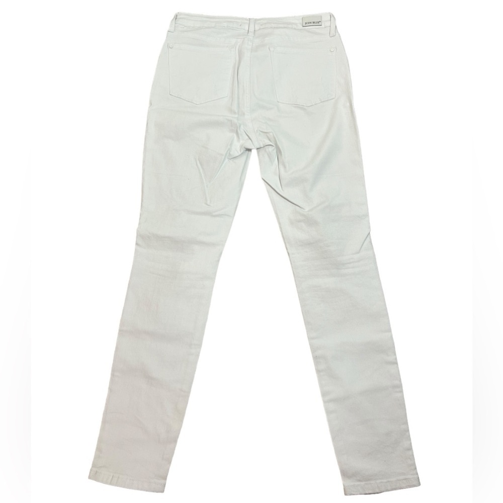Judy Blue High Waist White Skinny Distressed Lace Inset Jeans Size 11/30 JB84133 - Picture 3 of 12